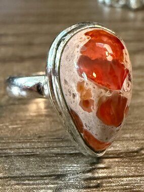 Sterling silver Mexican Fire Opal ring Sz. 9